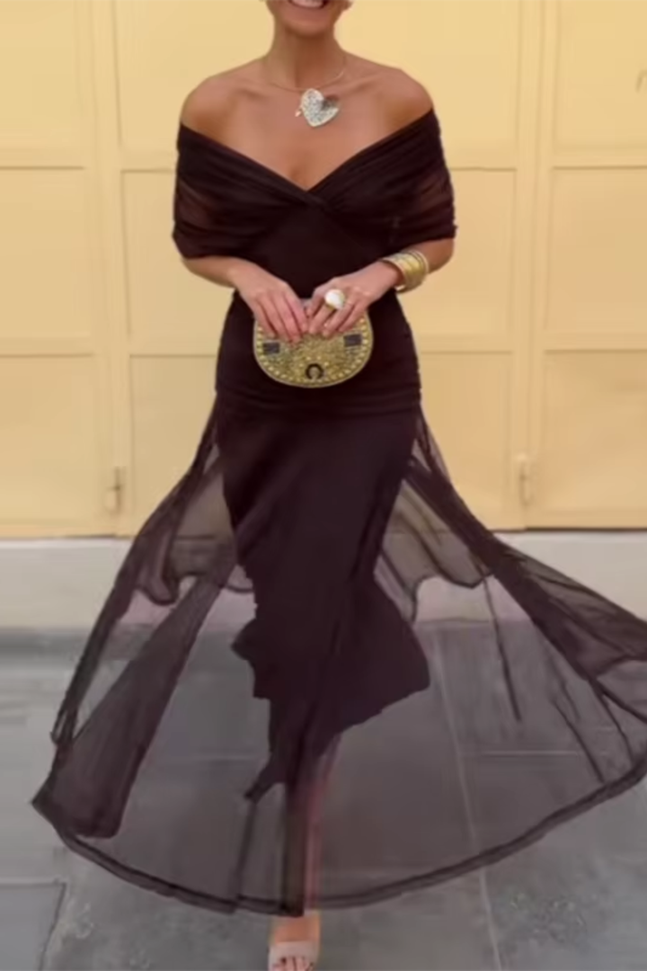 Ágnes - Elegáns Maxi Estélyi Ruha V-kivágással