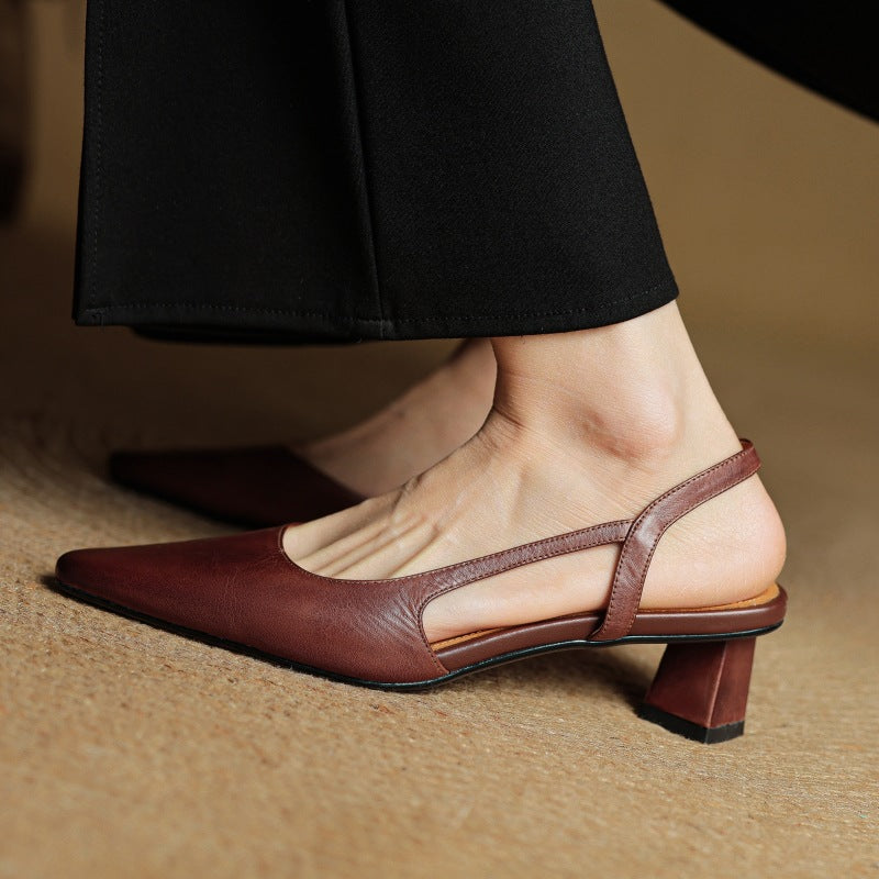 Margit - Bőr Slingback Magassarkú