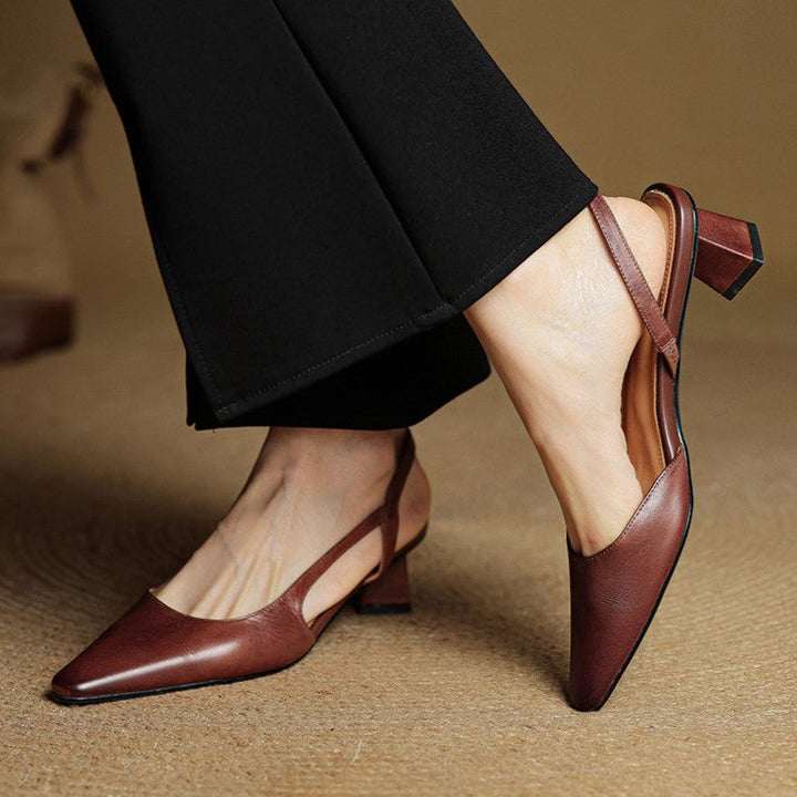 Margit - Bőr Slingback Magassarkú