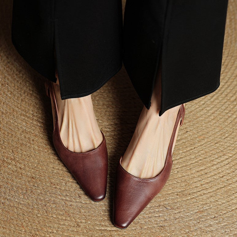 Margit - Bőr Slingback Magassarkú