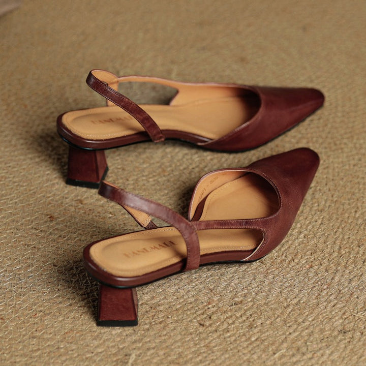 Margit - Bőr Slingback Magassarkú