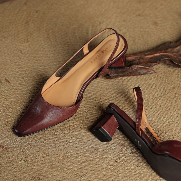 Margit - Bőr Slingback Magassarkú
