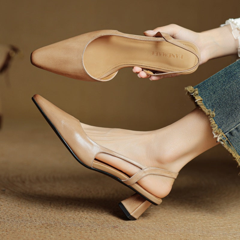 Margit - Bőr Slingback Magassarkú