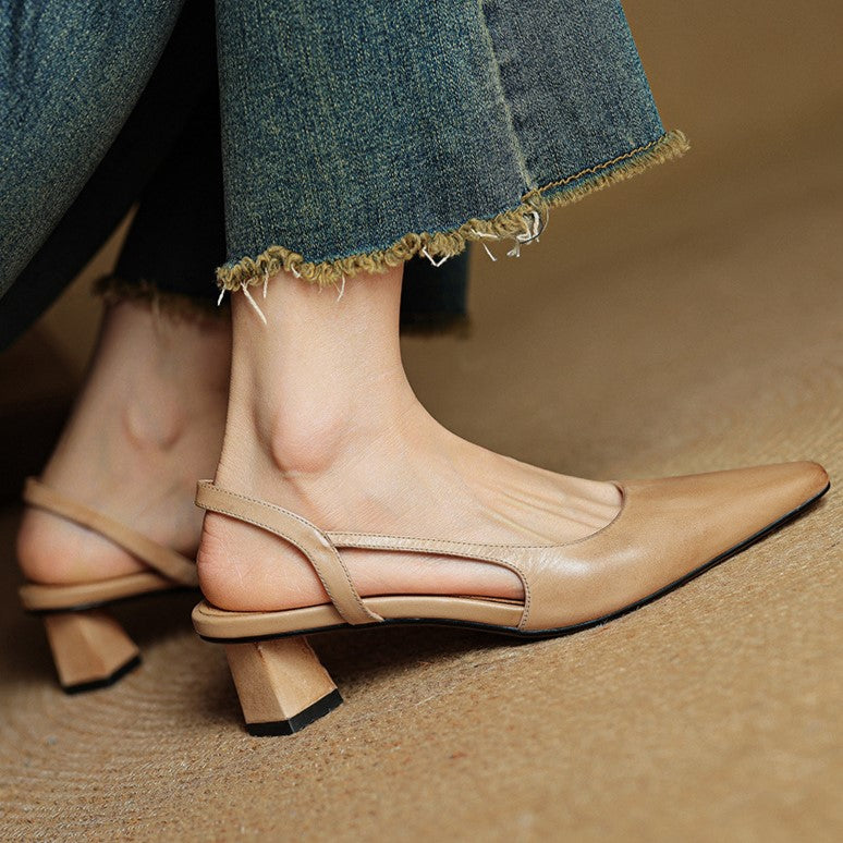 Margit - Bőr Slingback Magassarkú
