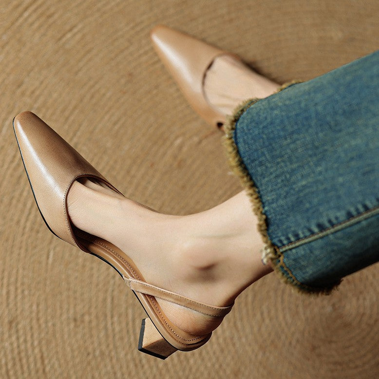 Margit - Bőr Slingback Magassarkú