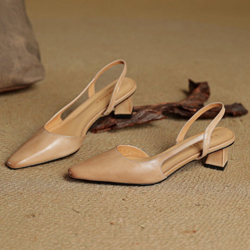 Margit - Bőr Slingback Magassarkú