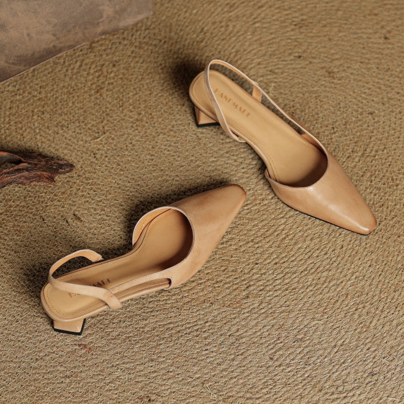 Margit - Bőr Slingback Magassarkú
