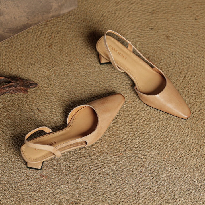 Margit - Bőr Slingback Magassarkú