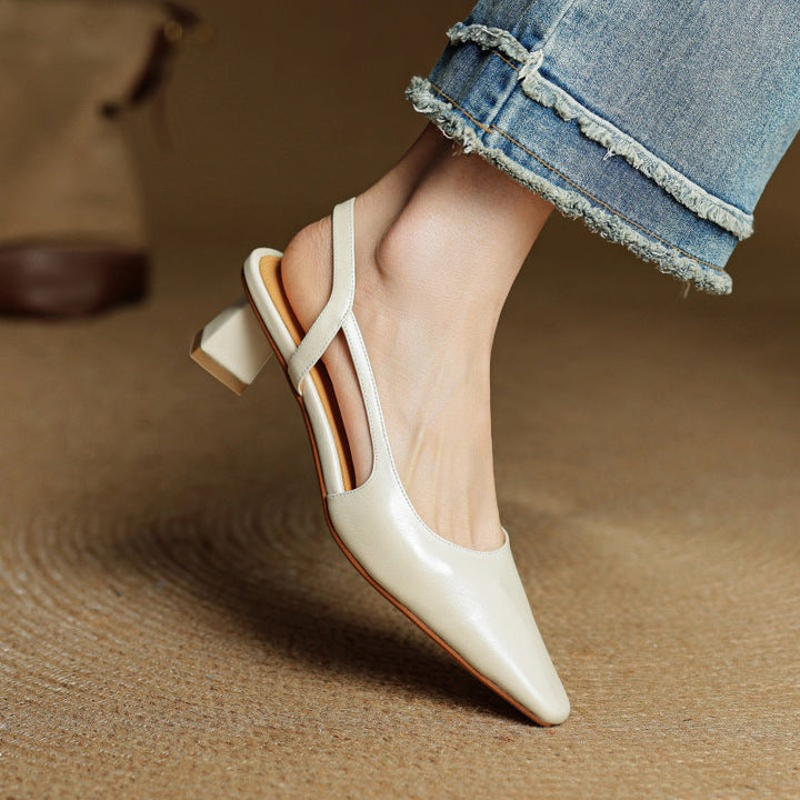 Margit - Bőr Slingback Magassarkú