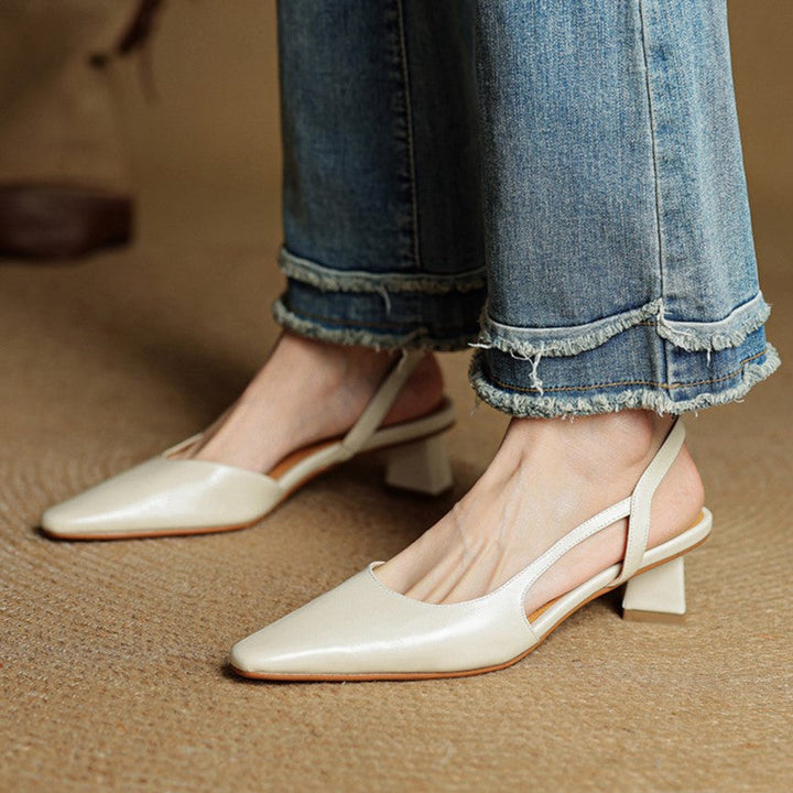 Margit - Bőr Slingback Magassarkú