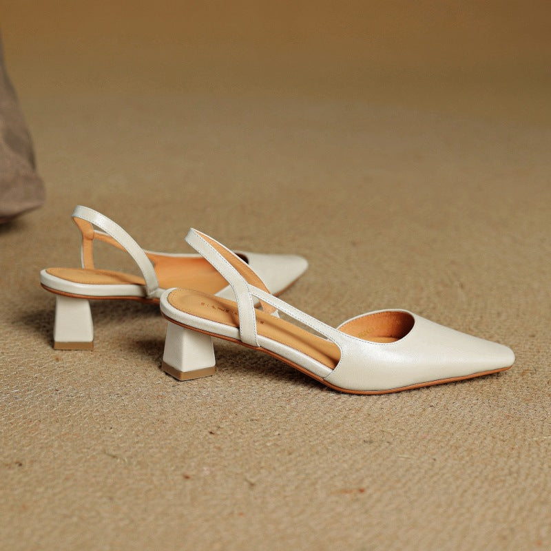 Margit - Bőr Slingback Magassarkú