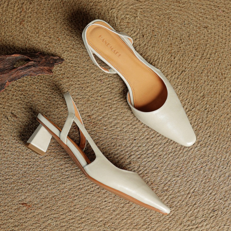Margit - Bőr Slingback Magassarkú