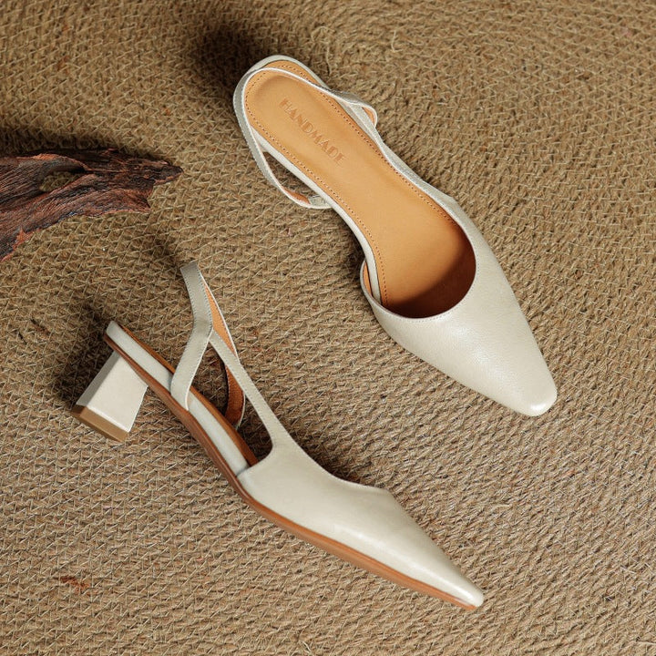 Margit - Bőr Slingback Magassarkú