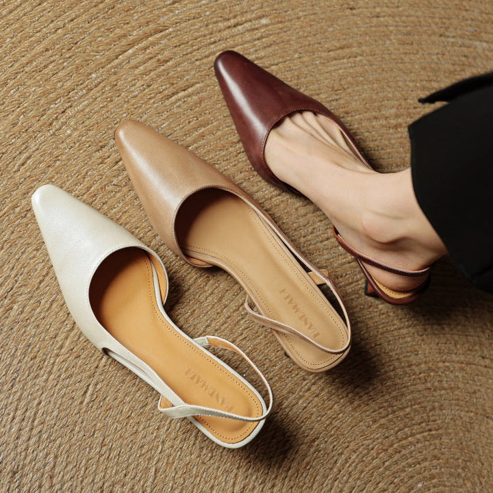 Margit - Bőr Slingback Magassarkú
