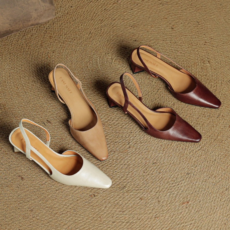 Margit - Bőr Slingback Magassarkú