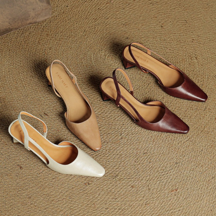 Margit - Bőr Slingback Magassarkú