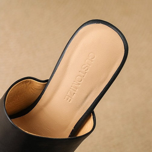 Molli - Curve Bőr Mules Sarok