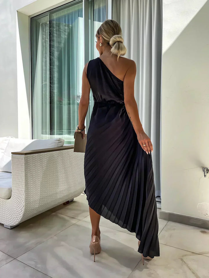 Emese - Elegáns Maxi Virágos Ruha Egy Vállra