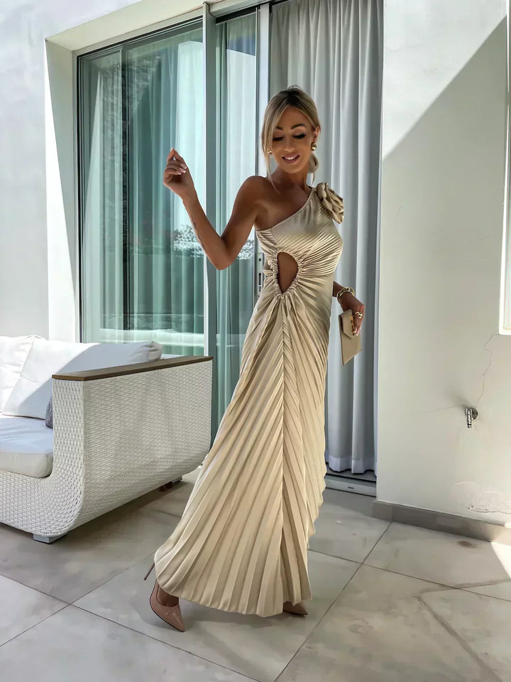 Emese - Elegáns Maxi Virágos Ruha Egy Vállra